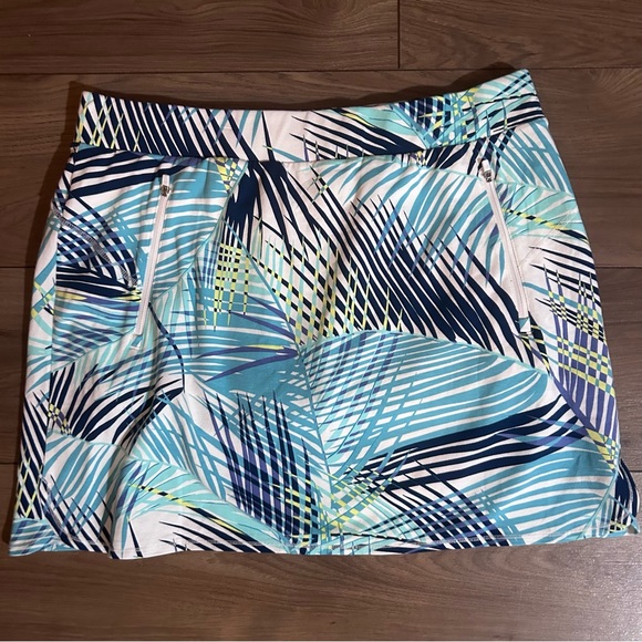 ❤️SALE❤️ T by Talbots Ath Golf Pickleball Skirt Pockets XL Blue Green floral - Picture 1 of 4